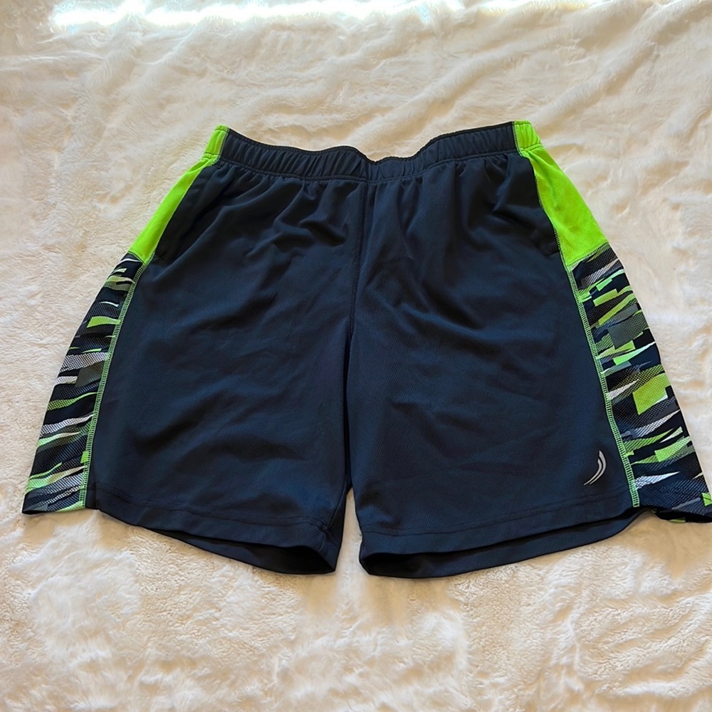 Exertek athletic shorts grey and highlighter green size Large